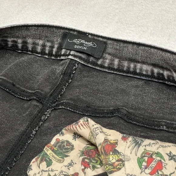 Ed Hardy Tiger Men's Jeans Slim Taper 39 x 31 Black/Grey Zipper-fly NWOT - Picture 6 of 15